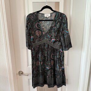 Paisley Print V-Neck Dress